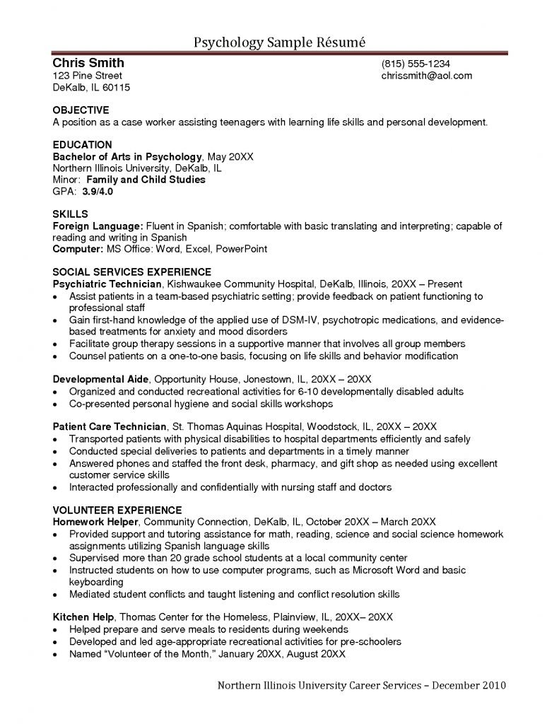 Job Resume Sample Cv For Graduate School Psychology Sample regarding