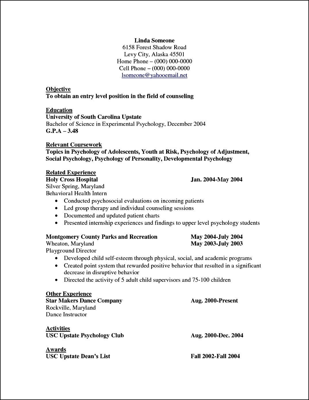 Curriculum Vitae Phd Psychology Depressibilities Fuloc Site